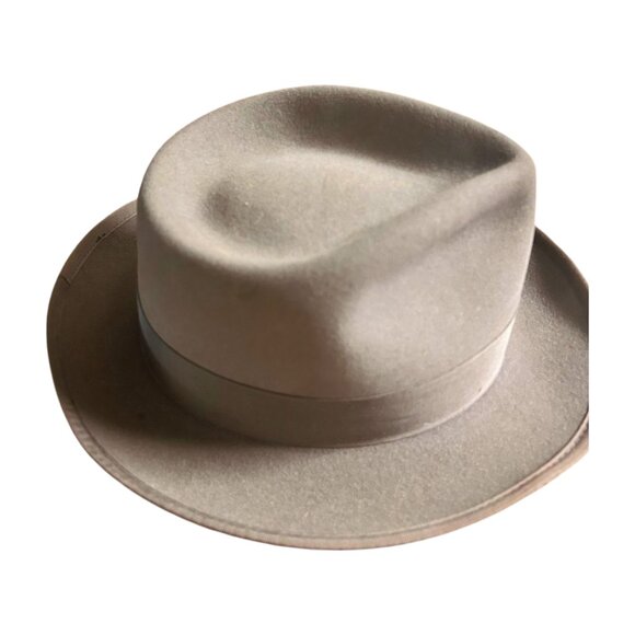 80's Dorfman Pacific co inc. men's Taupe Fedora Dynafelt wool size 7 1/8 - Picture 4 of 10